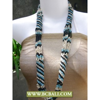 3 Color Beaded Long Necklaces Fashion